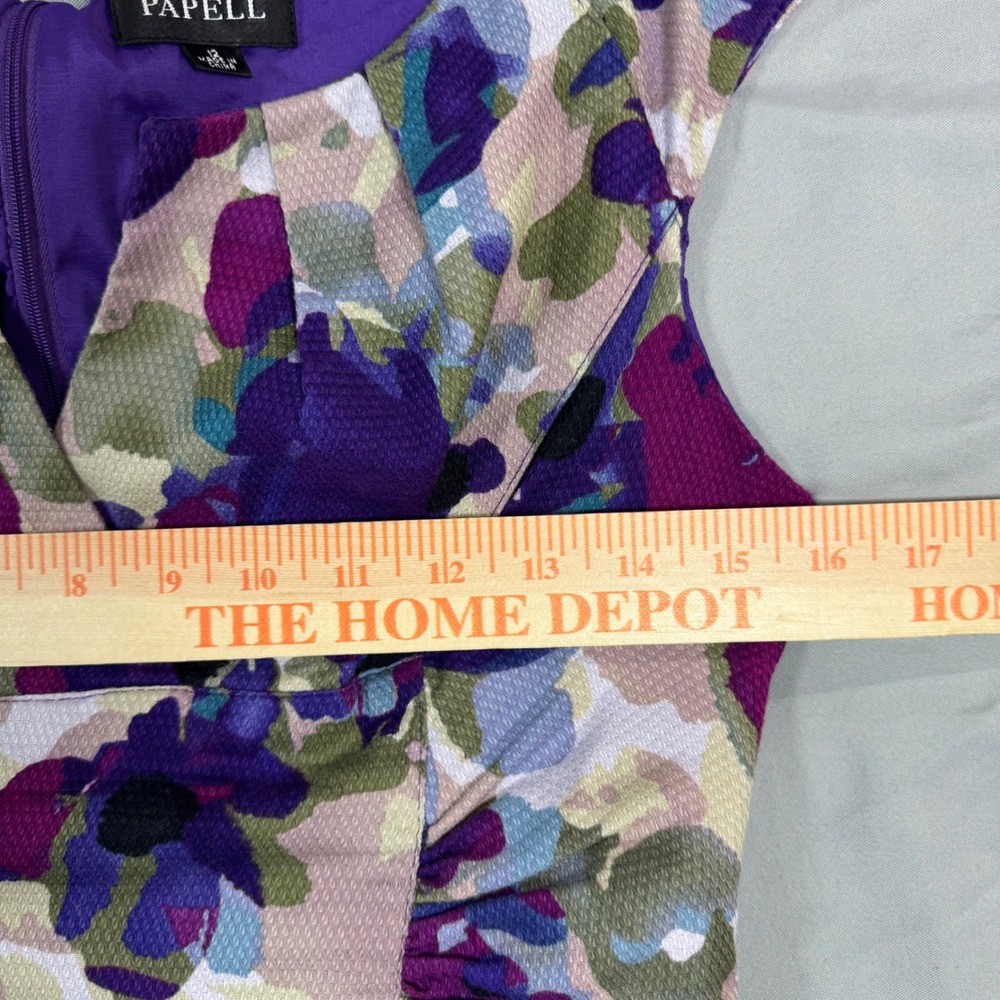 Adrianna Papell Floral Sheath Dress Purple Blue Spring Sleeveless Womens 12 - Picture 7 of 10